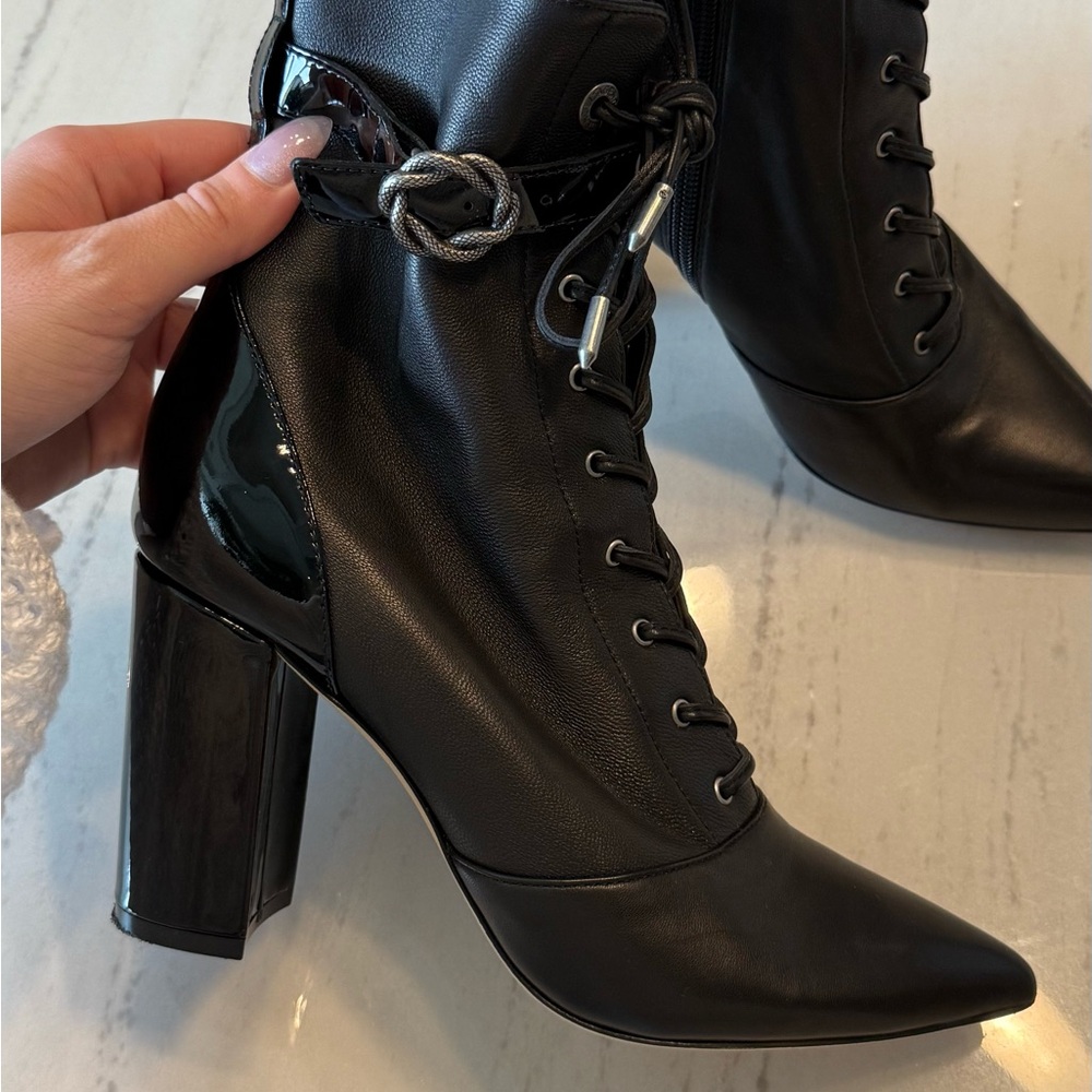 L'AGENCE Black lace up ankle boots